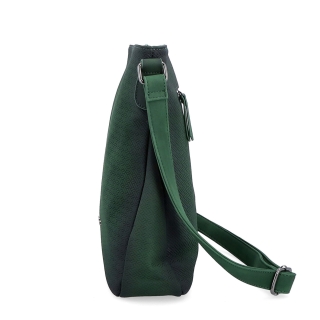 Střední jednoduchá crossbody kabelka Indee materiál syntetická kůže zapínání na zip barva zelená velikost střední 6317 TZE Z boku