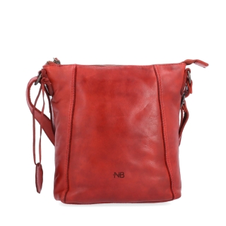 Malá kožená crossbody s prošitím Noelia Bolger materiál kůže zapínání na zip barva červená velikost malá NB 2086 CV Zepředu