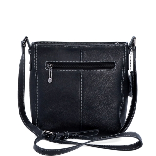 Malá kožená crossbody kabelka s výraznějším prošitím Noelia Bolger materiál kůže zapínání na zip barva černá velikost malá NB 3004 C Zezadu