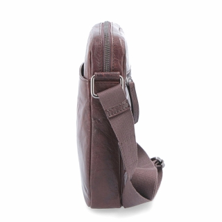 Kožená crossbody taška Poyem materiál kůže barva hnědá velikost malá 2200 Poyem H Z boku