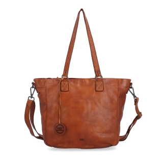 Prostorná shopper kabelka z pravé kůže Noelia Bolger materiál kůže zapínání na zip barva koňaková velikost střední NB 2427 KO Zepředu