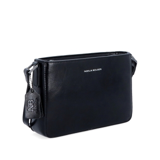 Elegantní, pevnější kožená crossbody kabelka Noelia Bolger materiál kůže zapínání na zip barva černá velikost malá NB 0103 C