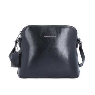 Elegantní kožená crossbody k šatům i saku Noelia Bolger materiál kůže zapínání na zip barva černá velikost malá NB 0078 C Zepředu