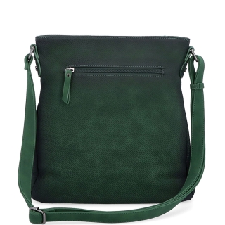 Střední jednoduchá crossbody kabelka Indee materiál syntetická kůže zapínání na zip barva zelená velikost střední 6317 TZE Zezadu