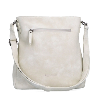 Prostorná crossbody kabelka s motivem Indee materiál syntetická kůže zapínání na zip barva béžová velikost střední 6327 K Zezadu
