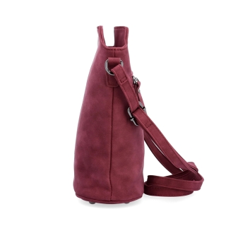 Malá elegantní kabelka s minimalistickým designem Tangerin materiál syntetická kůže zapínání na zip barva vínová velikost malá 1107 BO Z boku
