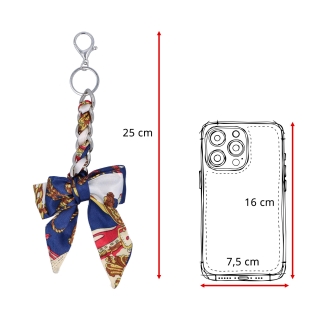 Přívěsek na kabelku s mašlí a karabinkou Indee materiál textil barva multicolor D015