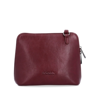Praktická crossbody kabelka s děleným vnitřkem Le Sands materiál syntetická kůže zapínání na zip barva vínová velikost malá 7723 BO Zepředu