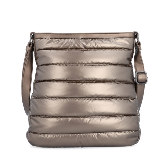 Moderní dámská kabelka z nadýchaného nylonu Carmelo materiál nylon zapínání na zip barva metalická velikost střední 4382 BR Zepředu