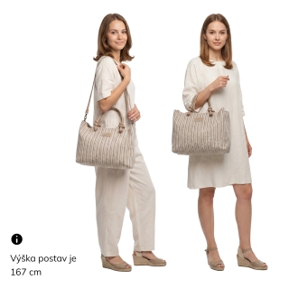Prostorná shopper kabelka s originálními uchy Le Sands materiál syntetická kůže zapínání na zip barva oranžová velikost velká 4613 O Na postavě