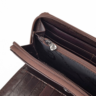 Kožená peněženka penál Cosset materiál kůže zapínání na zip barva hnědá velikost velká 4401 Komodo H Detail