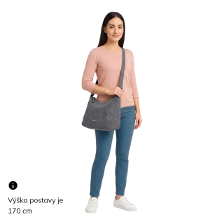 Crossbody syntetická kabelka s prošitím Tangerin materiál syntetická kůže zapínání na zip barva šedá velikost střední 1104 ANT Na postavě