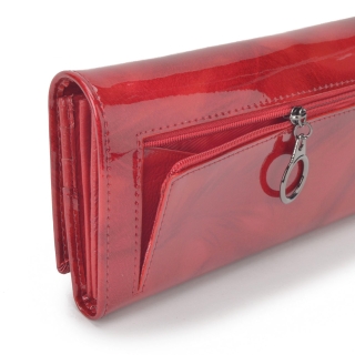 Elegantní dlouhá peněženka Carmelo materiál kůže zapínání na cvoček barva červená velikost velká 2109 P CV Polobok zezadu
