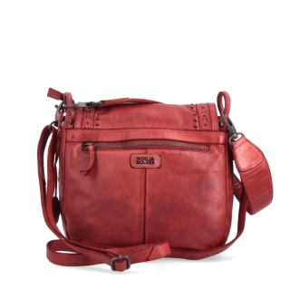 Kožená crossbody kabelka se zdobenou klopou Noelia Bolger materiál kůže zapínání s klopou barva červená velikost střední NB 2030 CV Zezadu