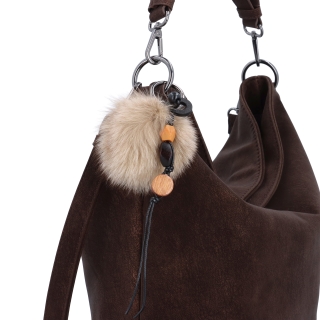 Stylová hobo kabelka s odepínacími popruhy Carmelo materiál syntetická kůže zapínání na zip barva hnědá velikost střední 4657 H Detail