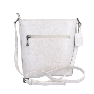 Malá elegantní kožená crossbody kabelka Noelia Bolger materiál kůže zapínání na zip barva bílá velikost malá NB 0065 OW Zezadu