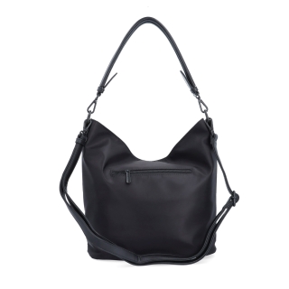 Elegantní dámská kabelka se dvěma popruhy Carmelo materiál nylon zapínání na zip barva černá velikost střední 6603 C Zezadu