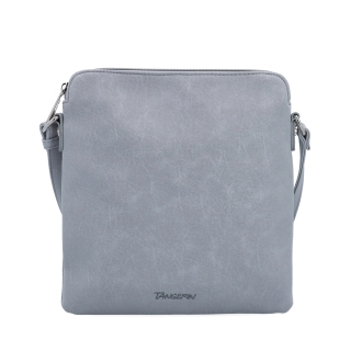 Menší crossbody kabelka z hebkého materiálu Tangerin materiál syntetická kůže zapínání na zip barva šedá velikost malá 7017 SS Zepředu