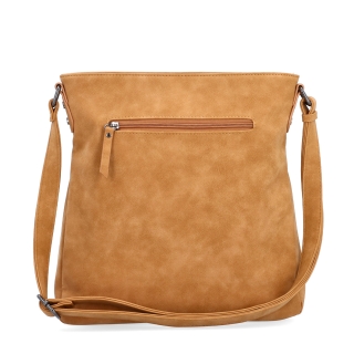 Stylová crossbody kabelka s čistým designem Tangerin materiál syntetická kůže zapínání na zip barva koňaková velikost střední 1101 CAM Zezadu