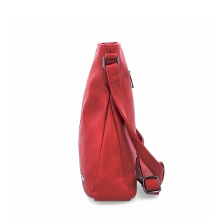 Crossbody kabelka s jednoduchým prošíváním Tangerin materiál syntetická kůže zapínání na zip barva červená velikost střední 8003 CV Z boku