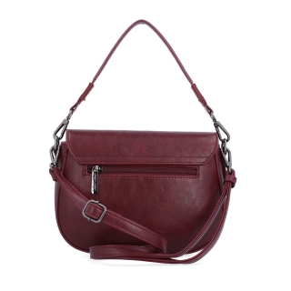 Stylová crossbody kabelka s klopou Le Sands materiál syntetická kůže zapínání s klopou barva vínová velikost malá 7730 BO Zezadu