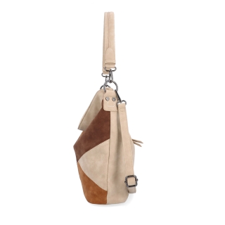 Hobo kabelka s originálním patchwork designem Tangerin materiál syntetická kůže zapínání na zip barva béžová velikost střední 1119 BE Z boku