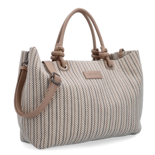 Prostorná shopper kabelka s originálními uchy Le Sands materiál syntetická kůže zapínání na zip barva béžová velikost velká 4613 BE