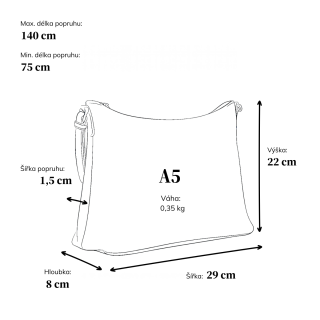 Elegantní crossbody kabelka Tangerin materiál syntetická kůže zapínání na zip barva hnědá velikost malá 8029 TH Rozměry