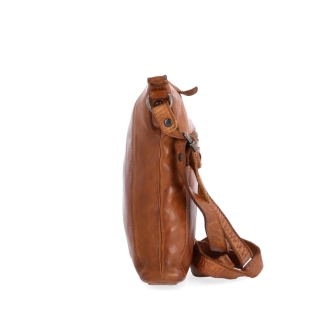 Malá kožená crossbody s prošitím Noelia Bolger materiál kůže zapínání na zip barva koňaková velikost malá NB 2086 KO Z boku