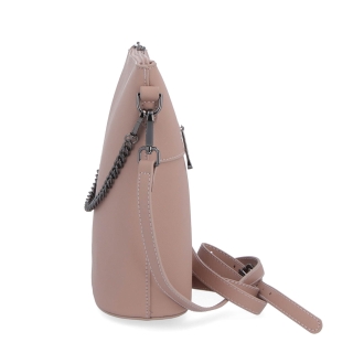 Elegantní kabelka Noelia Bolger materiál kůže zapínání na zip barva nude velikost malá NB 0041 N Z boku