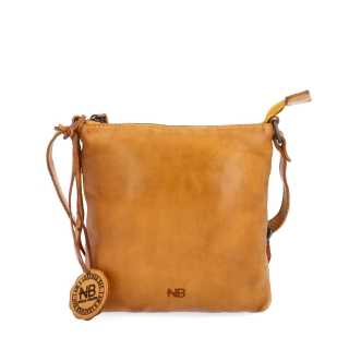 Elegantní kožená crossbody kabelka Noelia Bolger materiál kůže zapínání na zip barva žlutá velikost malá NB 2415 ZLU Zepředu