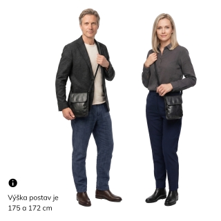 Kožená crossbody taška s klopou Noelia Bolger materiál kůže zapínání s klopou barva černá velikost malá NB 2418 C Na postavě