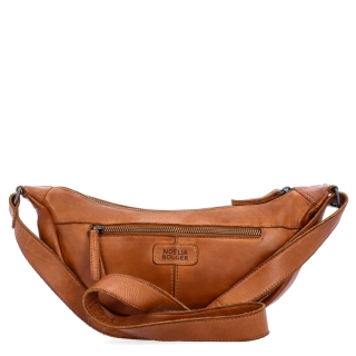 Kožená moonbag kabelka přes rameno Noelia Bolger materiál kůže zapínání na zip barva koňaková velikost malá NB 2412 KO Zezadu