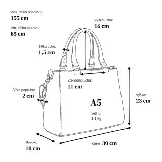 Elegantní business kabelka do ruky Le Sands materiál syntetická kůže zapínání na zip barva černá velikost střední 7704 C Rozměry