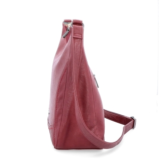 Městská crossbody kabelka ze syntetické kůže Tangerin materiál syntetická kůže zapínání na zip barva vínová velikost střední 8046 BO Z boku