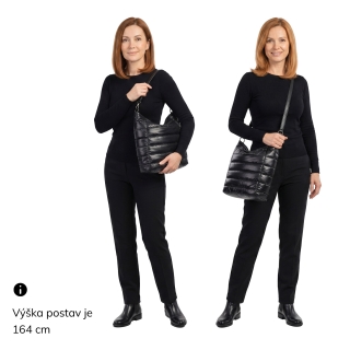 Měkká kabelka s prošíváním a elegantním nádechem Carmelo materiál nylon zapínání na zip barva metalická velikost střední 4383 TI Na postavě