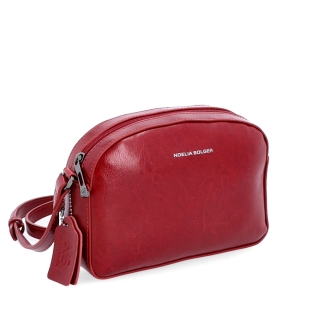 Malá minimalistická kožená crossbody kabelka Noelia Bolger materiál kůže zapínání na zip barva červená velikost malá NB 0106 TCV