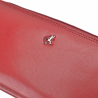 Kožená peněženka penál Cosset materiál kůže zapínání na zip barva červená velikost velká 4401 Komodo CV Logo