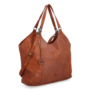 Velká kožená kabelka s uchy a crossbody popruhem Noelia Bolger materiál kůže zapínání na zip barva koňaková velikost velká NB 2429 KO