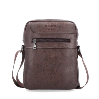 Crossbody taška přes rameno Tangerin materiál syntetická kůže zapínání na zip barva hnědá velikost střední 2324 H Zepředu