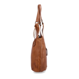 Elegantní kožená shopper kabelka s prošitím Noelia Bolger materiál kůže zapínání na zip barva koňaková velikost střední NB 2044 KO Z boku