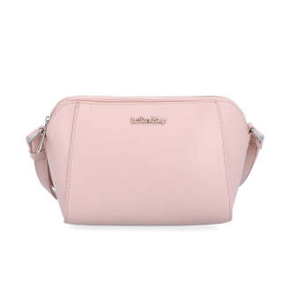 Menší crossbody kabelka se dvěma kapsami Le Sands materiál syntetická kůže zapínání na zip barva růžová velikost malá 7716 R Zepředu