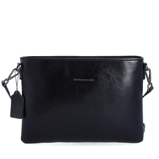 Elegantní minimalistická kožená crossbody kabelka Noelia Bolger materiál kůže zapínání na zip barva černá velikost malá NB 0105 C Zepředu