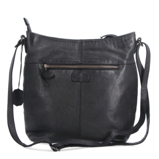 Kožená kabelka s perforací a nastavitelným crossbody popruhem Noelia Bolger materiál kůže zapínání na zip barva černá velikost střední NB 2029 C Zezadu