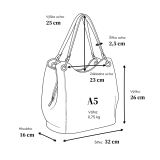 Kabelka s velkým úložným prostorem Carmelo materiál syntetická kůže zapínání na zip barva černá velikost střední 4275 C Rozměry