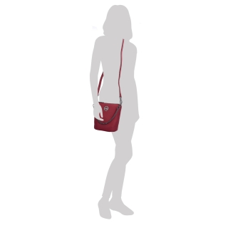 Malá kožená crossbody kabelka s výrazným řetízkem Noelia Bolger materiál kůže zapínání na zip barva červená velikost malá NB 3016 CV Na postavě