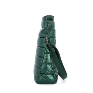 Moderní dámská kabelka z nadýchaného nylonu Carmelo materiál nylon zapínání na zip barva zelená velikost střední 4382 ZE Z boku