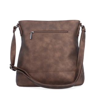 Crossbody kabelka s jednoduchým prošíváním Tangerin materiál syntetická kůže zapínání na zip barva metalická velikost střední 8003 BR Zezadu