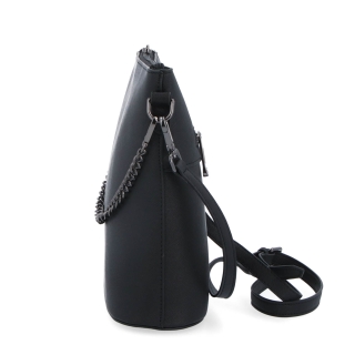 Elegantní kabelka Noelia Bolger materiál kůže zapínání na zip barva černá velikost malá NB 0041 C Z boku