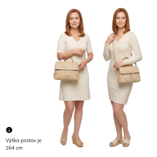 Elegantní straw kabelka do ruky i crossbody Le Sands materiál syntetická kůže zapínání na zámeček barva béžová velikost malá 4615 BE Na postavě